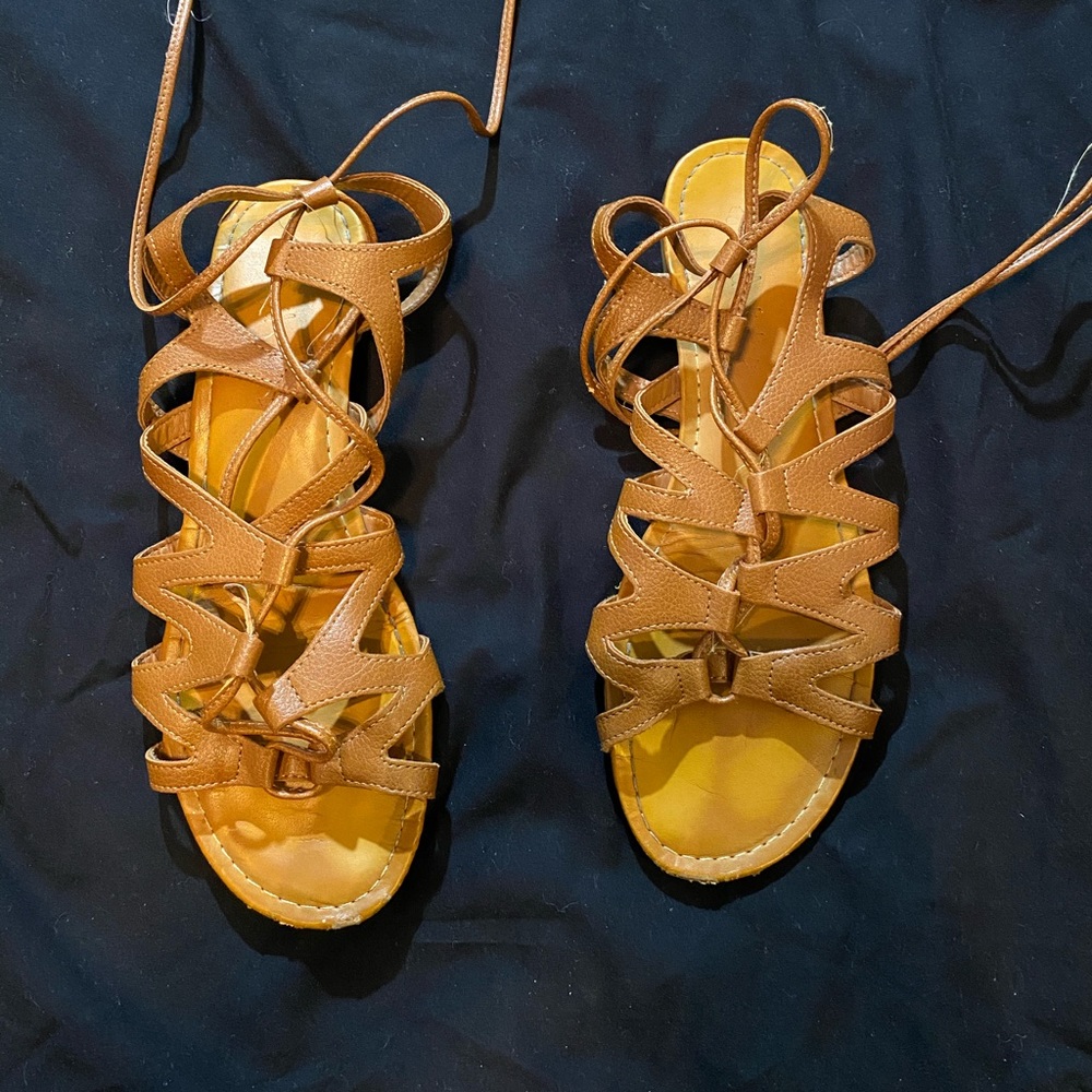 Tan gladiator sandals